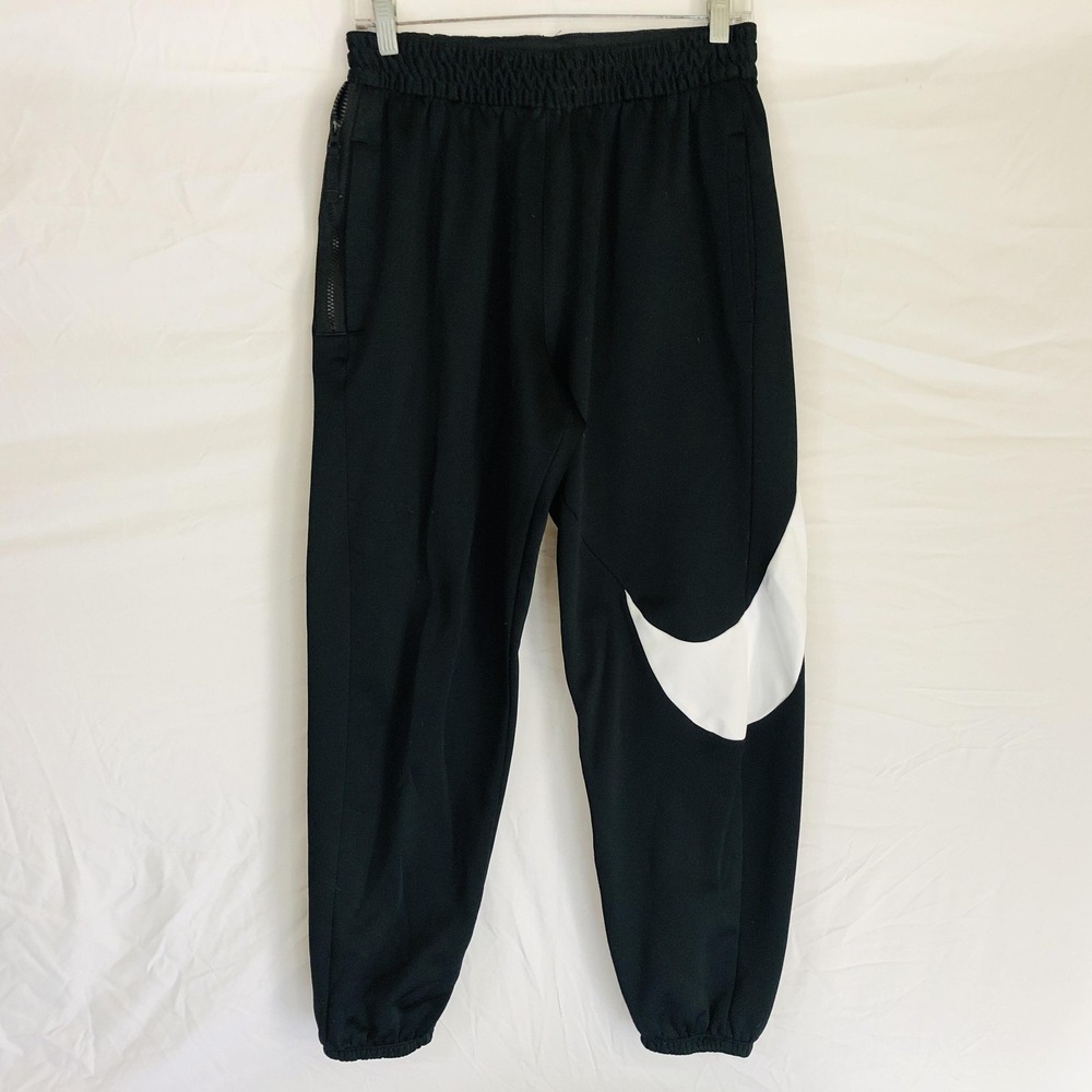 Nike Pants Mens Small Black Dri-FIT Joggers Big Swoosh Zip Pocket CK8613-010